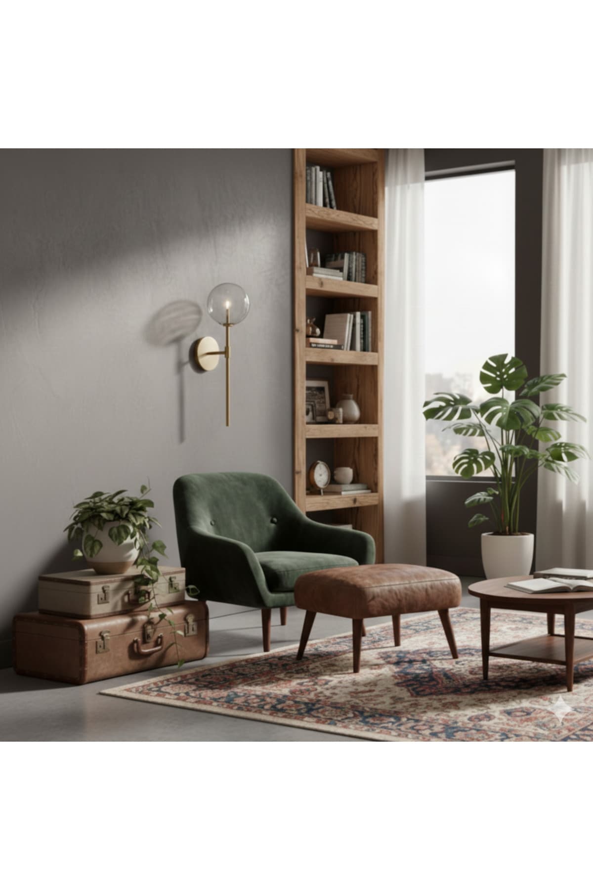 MyLamp Modern Gold Eskitme Aplik - Tasarım Cam Küre Duvar Lambası - Salon ve Antre Aydınlatma